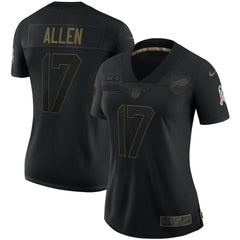 Women's Buffalo Bills #17 Josh Allen Black Salute To Service Limited Stitched Jersey 