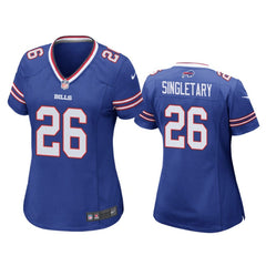 Women's Buffalo Bills #26 Devin Singletary Blue Stitched Jersey 