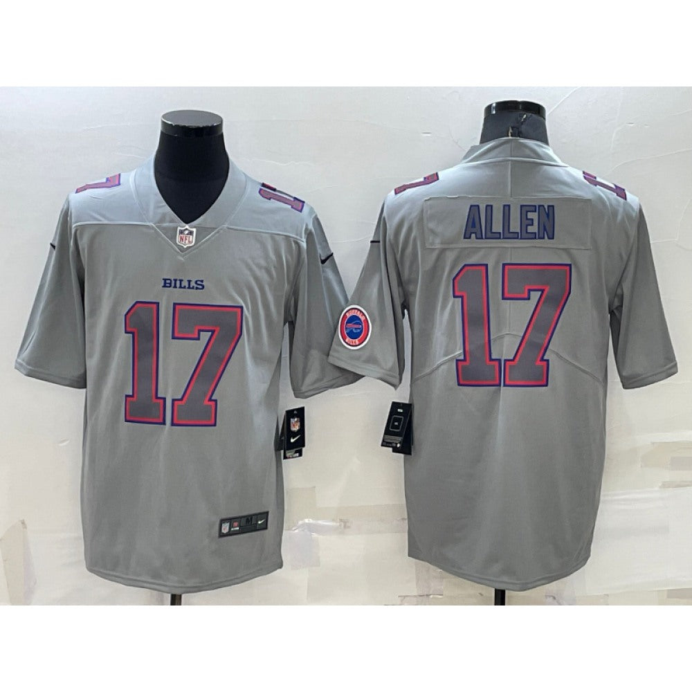 Women's Buffalo Bills #17 Josh Allen Grey With Patch Atmosphere Fashion Stitched Jersey(Run Small) 