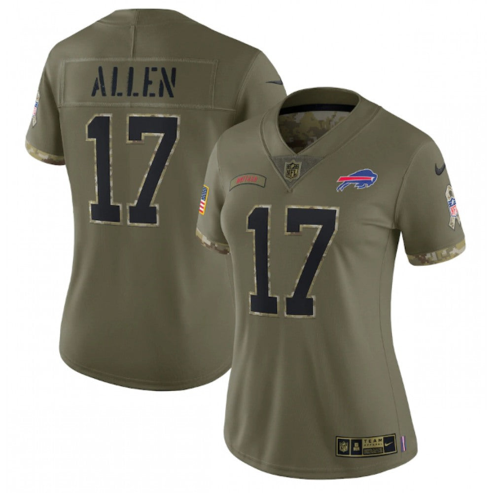 Women's Buffalo Bills #17 Josh Allen Olive 2022 Salute To Service Limited Stitched Jersey(Run Small) 