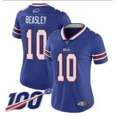 Women's Buffalo Bills #10 Cole Beasley 2019 100th Season Royal Vapor Untouchable Limited Stitched NFL Jersey 
