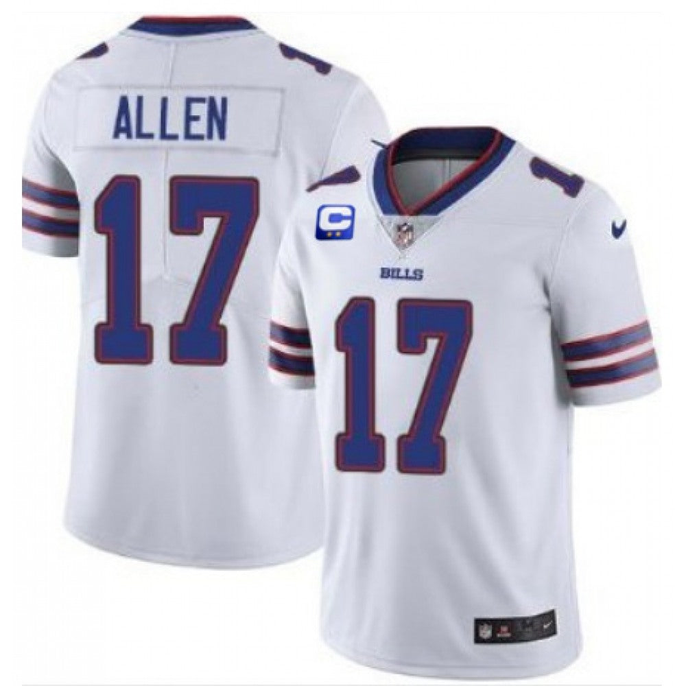Women's Buffalo Bills #17 Josh Allen White With C Patch Stitched Jersey(Run Small) 