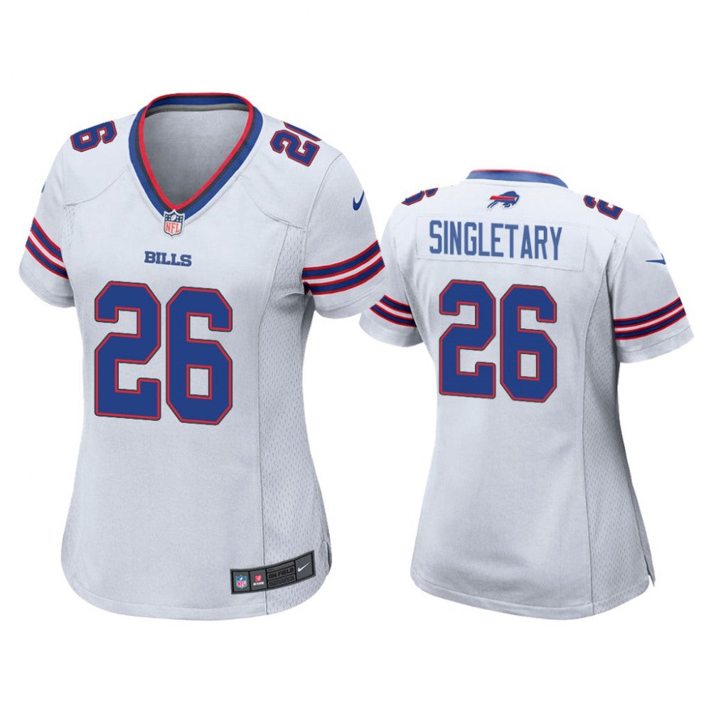 Women's Buffalo Bills #26 Devin Singletary White Stitched Jersey 