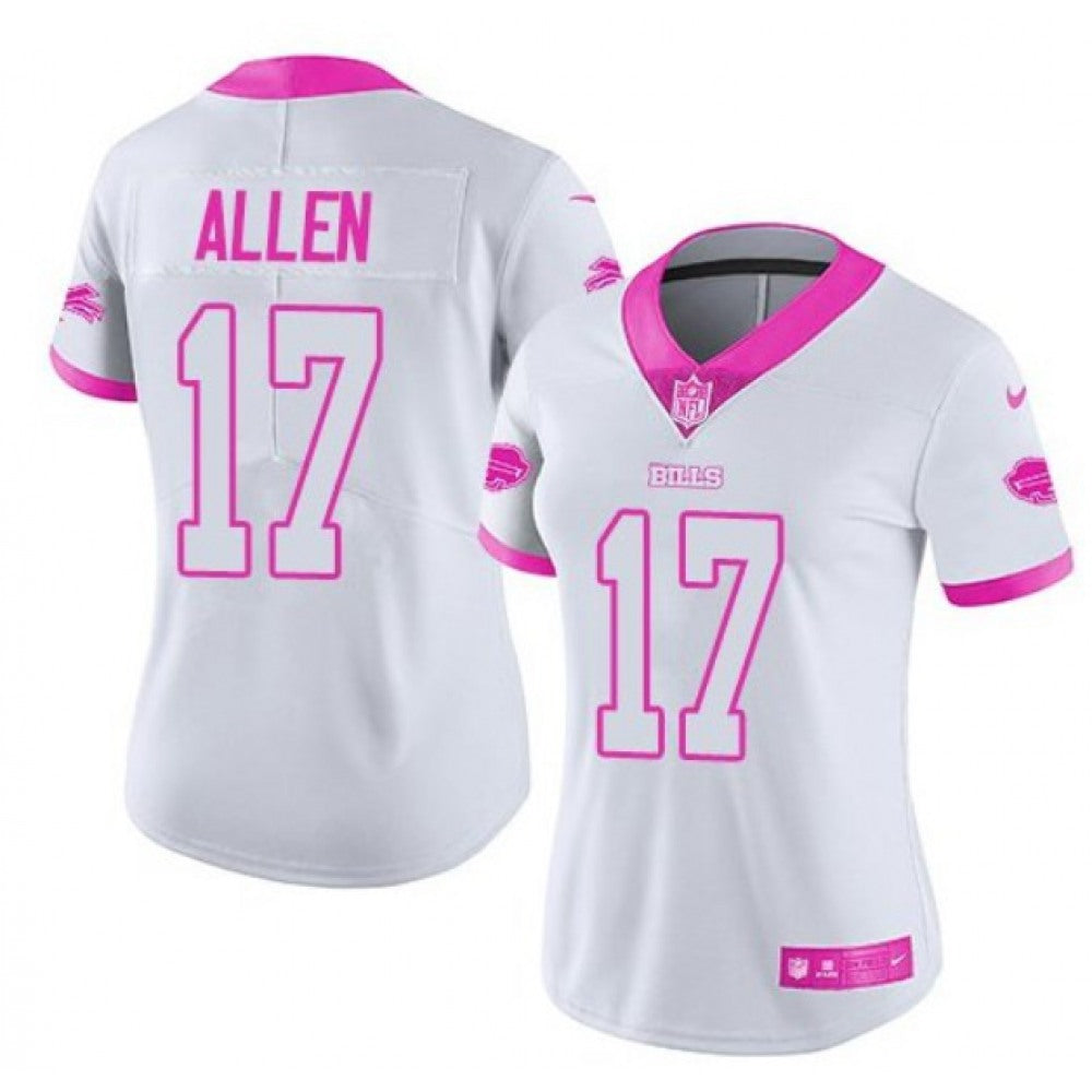 Women's Buffalo Bills #17 Josh Allen White/Pink Vapor Untouchable Limited Stitched NFL Jersey 