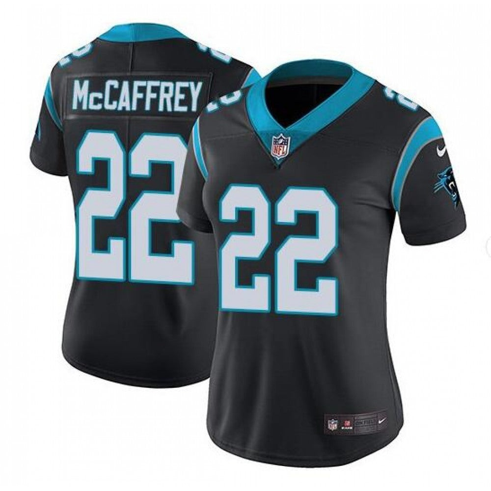 Women's Carolina Panthers #22 Christian McCaffrey Black Vapor Untouchable Limited Jersey(Runs Small) 