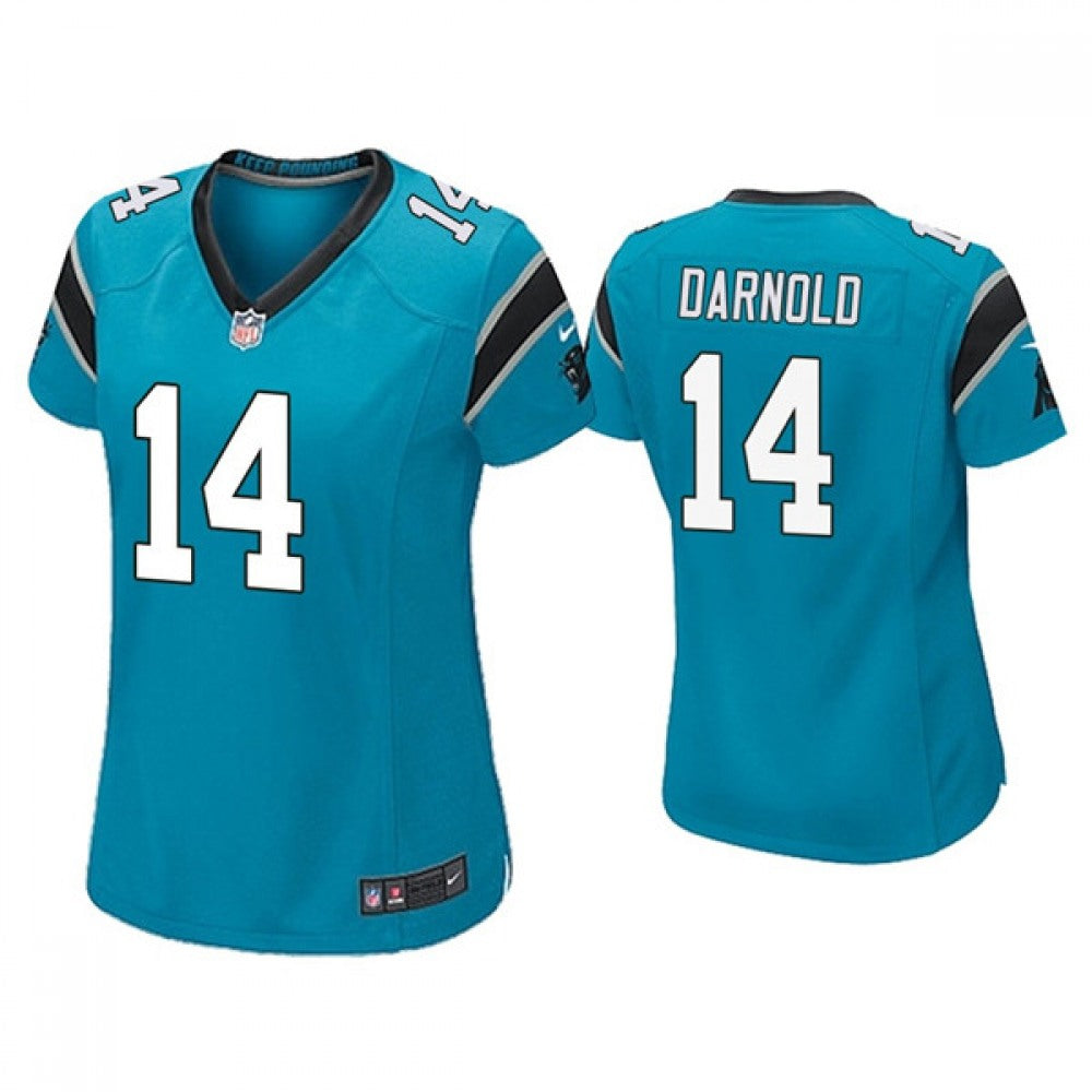 Women's Carolina Panthers #14 Sam Darnold Blue Vapor Untouchable Limited Stitched NFL Jersey(Run Small) 