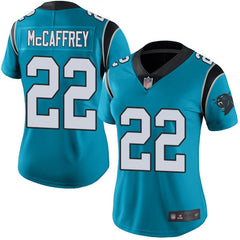 Women's Carolina Panthers #22 Christian McCaffrey Blue Vapor Untouchable Limited Jersey(Run Small) 