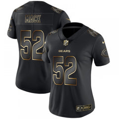 Women's Chicago Bears #52 Khalil Mack 2019 Black Gold Edition Stitched NFL Jersey(Run Smal) 