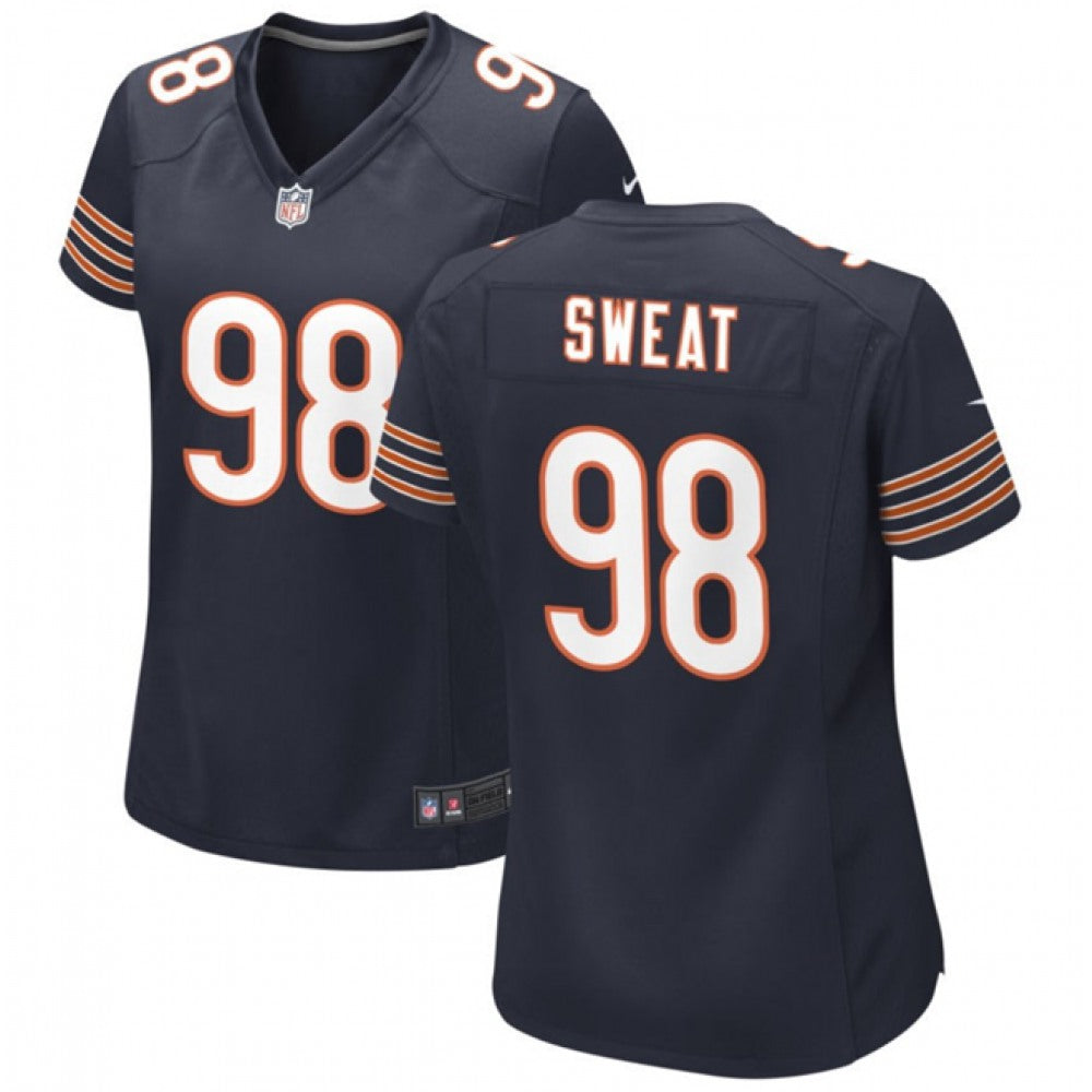 Women's Chicago Bears #98 Montez Sweat Navy Stitched Jersey(Run Small) 