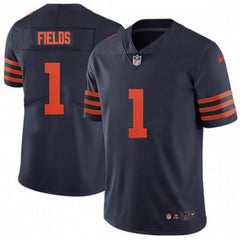 Women's Chicago Bears #1 Justin Fields Navy Color Rush Limited Stitched Jersey(Run Small) 