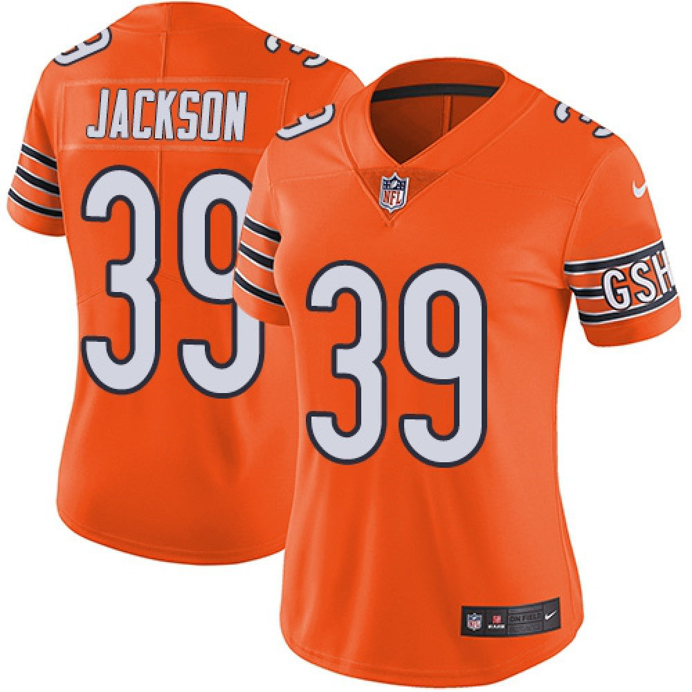 Women's Chicago Bears #39 Eddie Jackson Orange Vapor Untouchable Limited Stitched NFL Jersey(Run Small) 