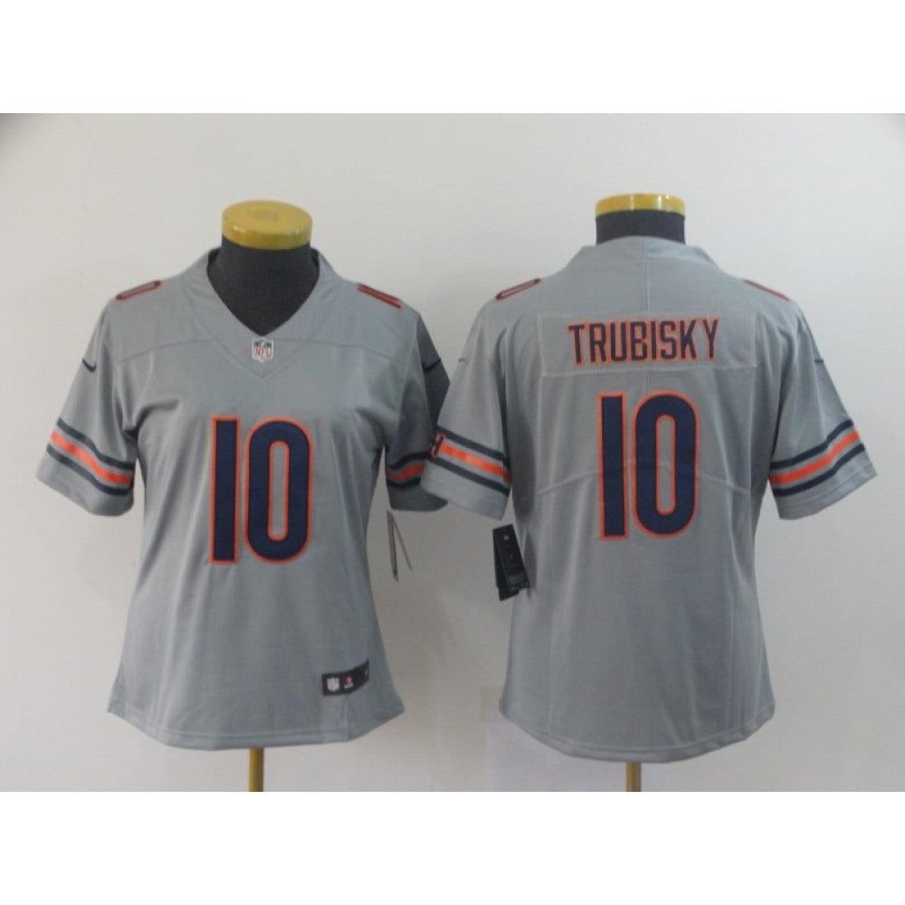 Women's Chicago Bears #10 Mitchell Trubisky 2019 Silver Inverted Legend Stitched NFL Jersey(Runs Small) 