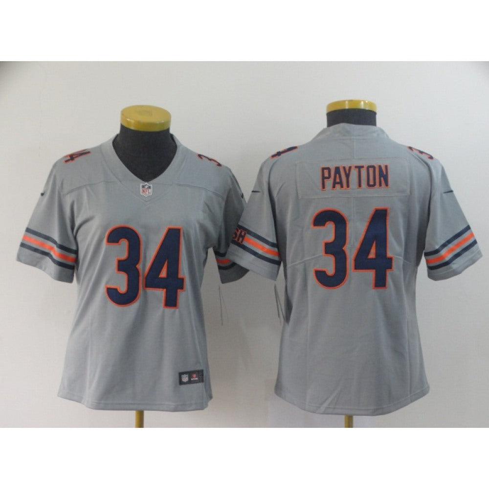 Women's Chicago Bears #34 Walter Payton 2019 Silver Inverted Legend Stitched NFL Jersey(Runs Small) 