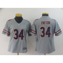 Women's Chicago Bears #34 Walter Payton 2019 Silver Inverted Legend Stitched NFL Jersey(Runs Small) 