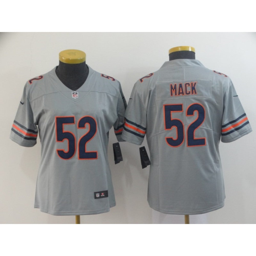 Women's Chicago Bears #52 Khalil Mack 2019 Silver Inverted Legend Stitched NFL Jersey(Runs Small) 