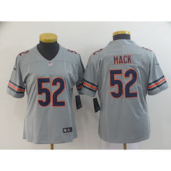 Women's Chicago Bears #52 Khalil Mack 2019 Silver Inverted Legend Stitched NFL Jersey(Runs Small) 
