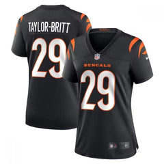 Women's Cincinnati Bengals #29 Cam Taylor-Britt Black Stitched Football Jersey(Run Small) 