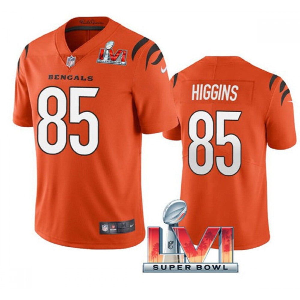 Women's Cincinnati Bengals #85 Tee Higgins 2022 Orange Super Bowl LVI Vapor Limited Stitched Jersey(Run Small) 