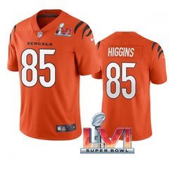 Women's Cincinnati Bengals #85 Tee Higgins 2022 Orange Super Bowl LVI Vapor Limited Stitched Jersey(Run Small) 