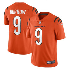 Women's Cincinnati Bengals #9 Joe Burrow 2021 New Orange Vapor Limited Stitched Jersey(Run Small) 