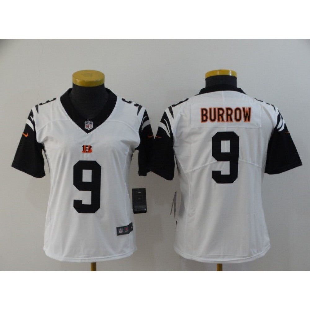 Women's Cincinnati Bengals #9 Joe Burrow White Vapor Stitched Jersey(Run Small) 