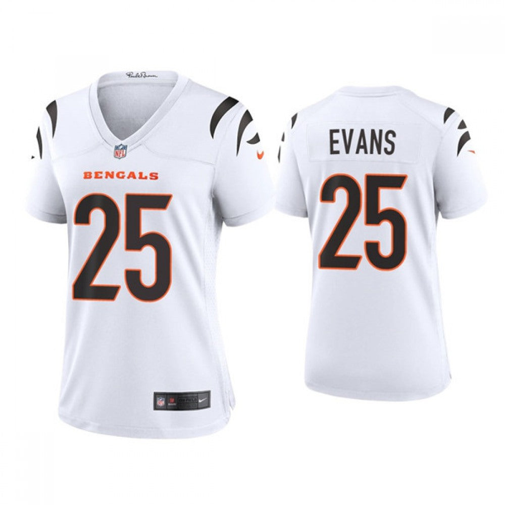 Women's Cincinnati Bengals #25 Chris Evans 2021 New White Vapor Limited Stitched Jersey(Run Small) 