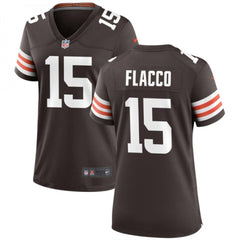 Women's Cleveland Browns #15 Joe Flacco Brown Stitched Jersey(Run Small) 