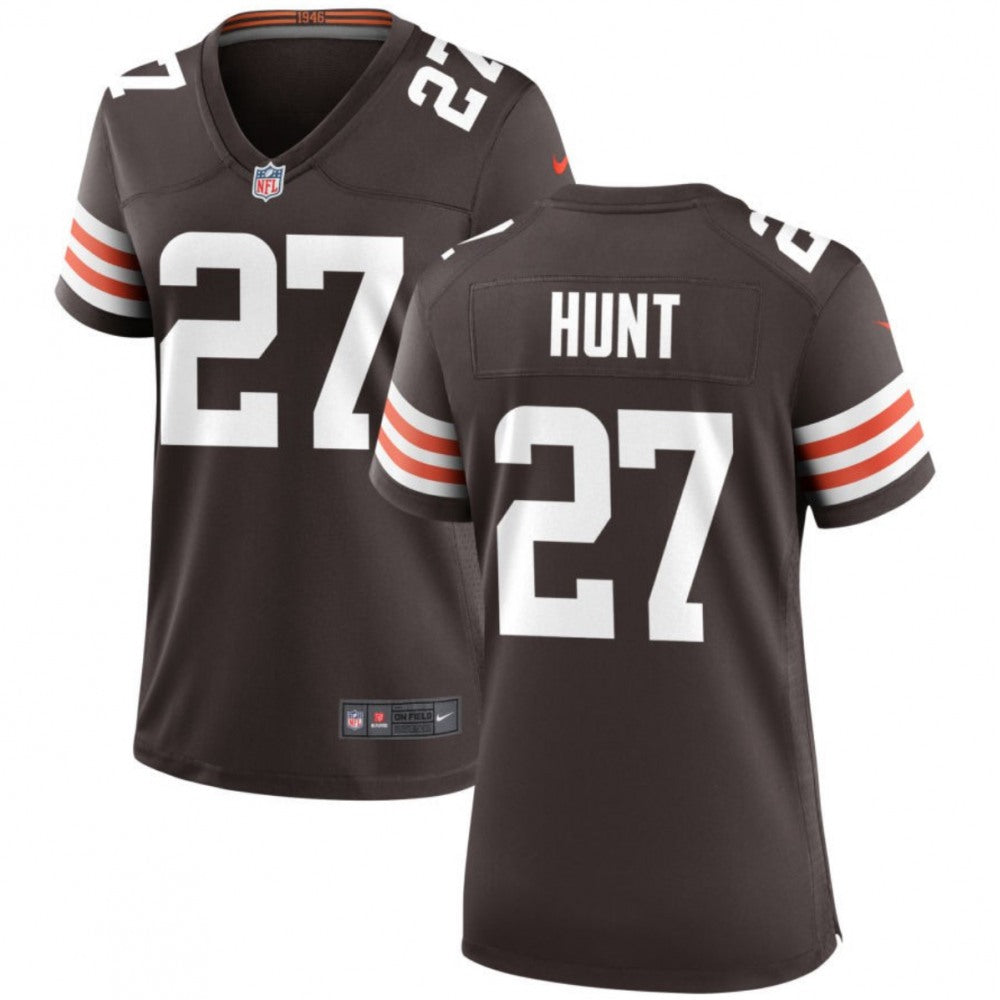 Women's Cleveland Browns #27 Kareem Hunt Brown Stitched Jersey(Run Small) 