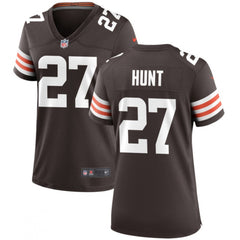 Women's Cleveland Browns #27 Kareem Hunt Brown Stitched Jersey(Run Small) 