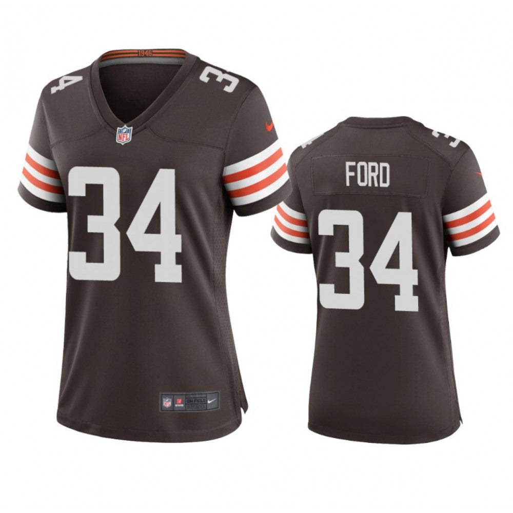Women's Cleveland Browns #34 Jerome Ford Brown Stitched Jersey(Run Small) 