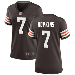 Women's Cleveland Browns #7 Dustin Hopkins Brown Stitched Jersey(Run Small) 