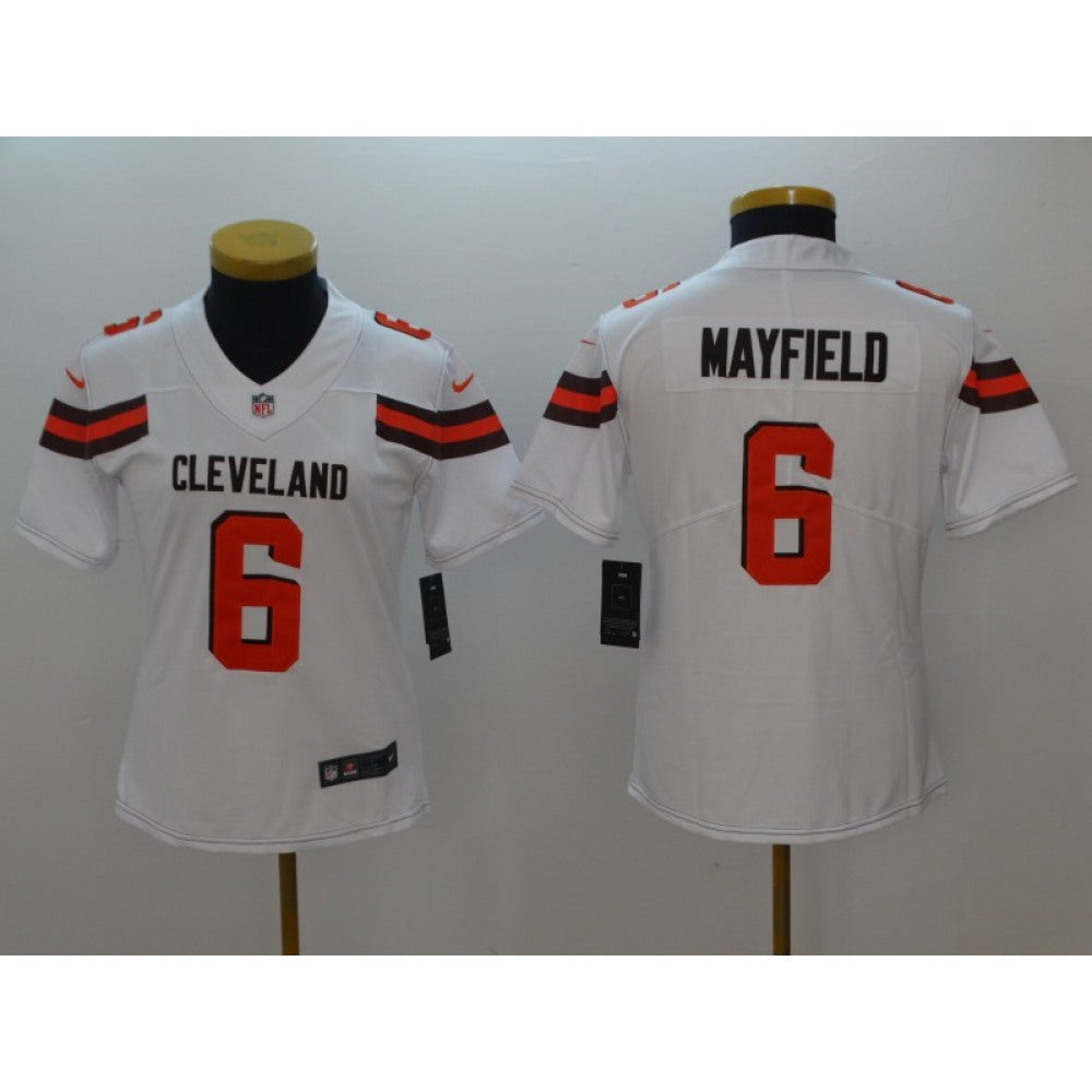 Women's Cleveland Browns #6 Baker Mayfield White 2018 NFL Draft Vapor Untouchable Limited Stitched Jersey 
