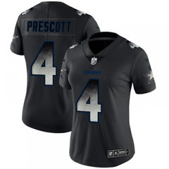 Women's Dallas Cowboys #4 Dak Prescott Black 2019 Smoke Fashion Limited Stitched NFL Jersey(Run Small) 