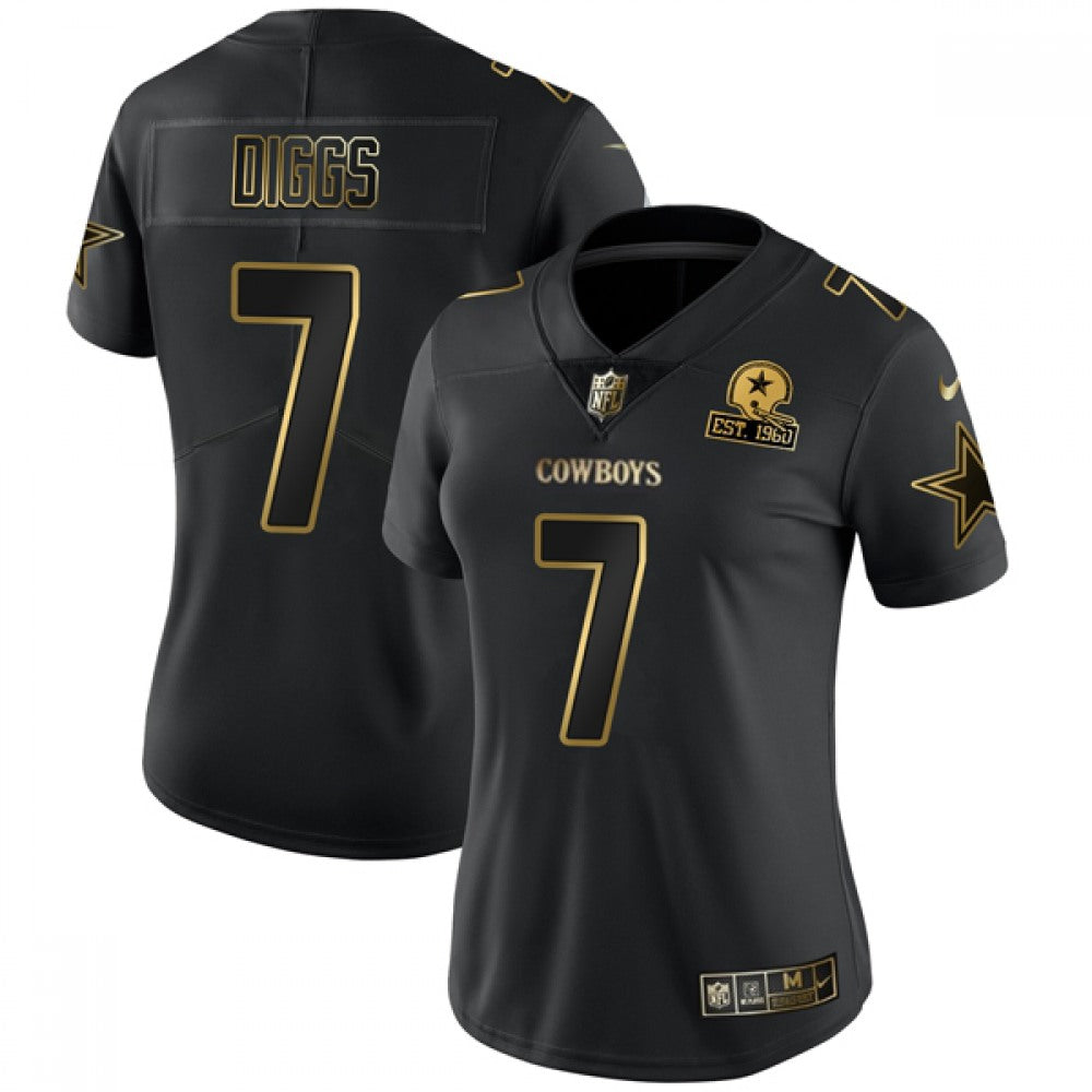 Women's Dallas Cowboys #7 Trevon Diggs Black Golden Edition Limited Stitched Jersey(Run Small) 