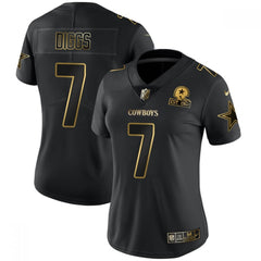 Women's Dallas Cowboys #7 Trevon Diggs Black Golden Edition Limited Stitched Jersey(Run Small) 