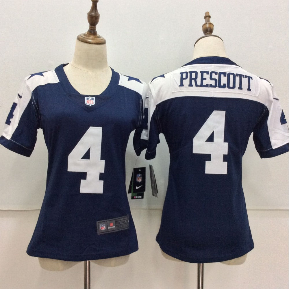 Women's Dallas Cowboys #4 Dak Prescott Blue Throwback Vapor Untouchable Player Limited Stitched NFL Jersey 