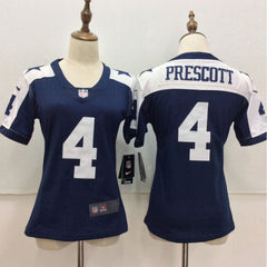 Women's Dallas Cowboys #4 Dak Prescott Blue Throwback Vapor Untouchable Player Limited Stitched NFL Jersey 