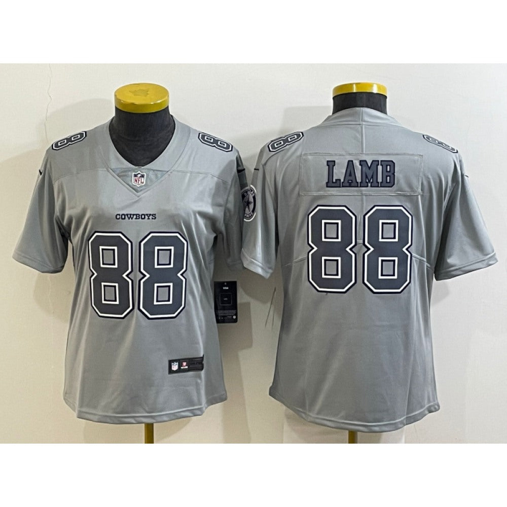 Women's Dallas Cowboys #88 CeeDee Lamb Grey Atmosphere Fashion Stitched Jersey(Run Small) 