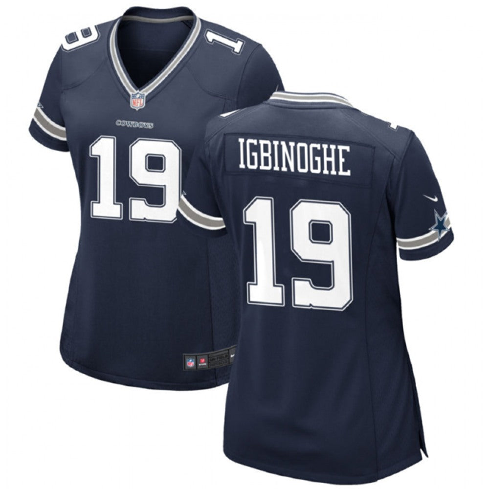 Women's Dallas Cowboys #19 Noah Igbinoghene Navy Stitched Football Jersey(Run Small) 