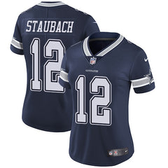Women's Dallas Cowboys #12 Roger Staubach Navy Blue Vapor Untouchable Limited Stitched NFL Jersey 