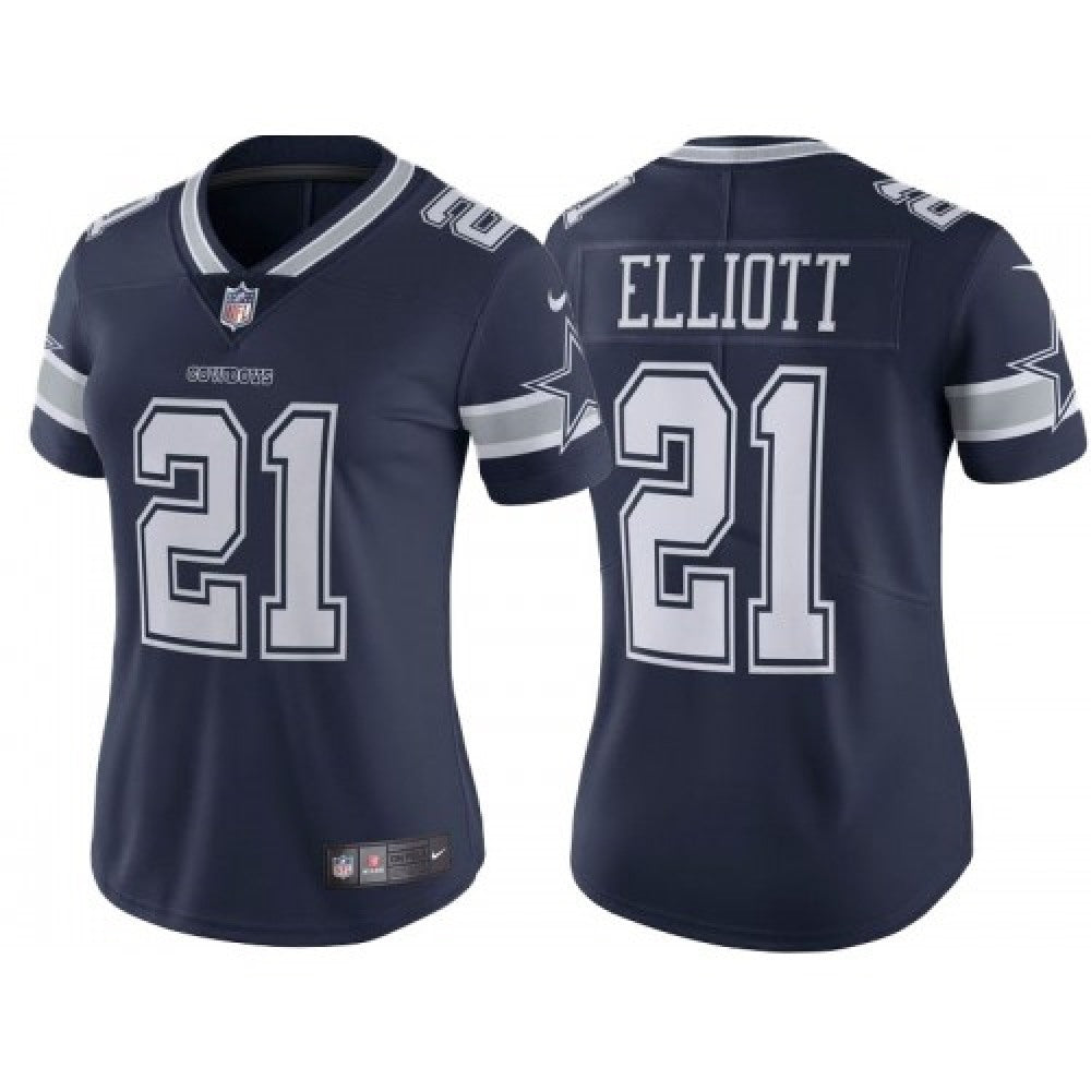 Women's Dallas Cowboys #21 Ezekiel Elliott Navy Vapor Untouchable Limited Stitched Jersey(Run Small 
