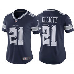 Women's Dallas Cowboys #21 Ezekiel Elliott Navy Vapor Untouchable Limited Stitched Jersey(Run Small 