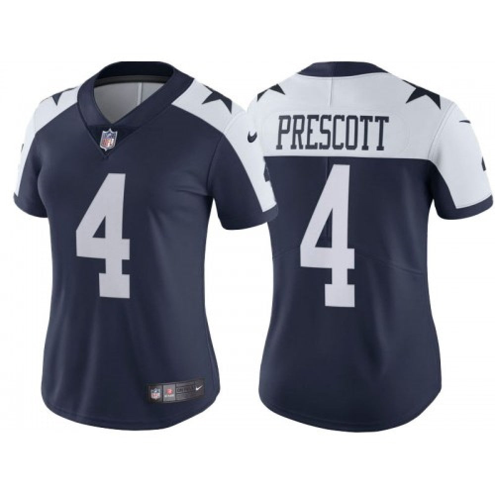 Women's Dallas Cowboys #4 Dak Prescott Navy Thanksgiving Limited Stitched Jersey(Run Small 