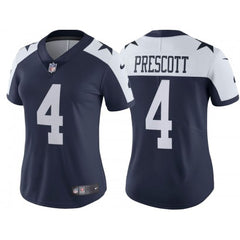 Women's Dallas Cowboys #4 Dak Prescott Navy Thanksgiving Limited Stitched Jersey(Run Small 