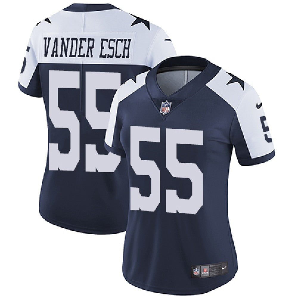 Women's Dallas Cowboys #55 Leighton Vander Esch Navy Thanksgiving Vapor Untouchable Limited Stitched NFL Jersey 