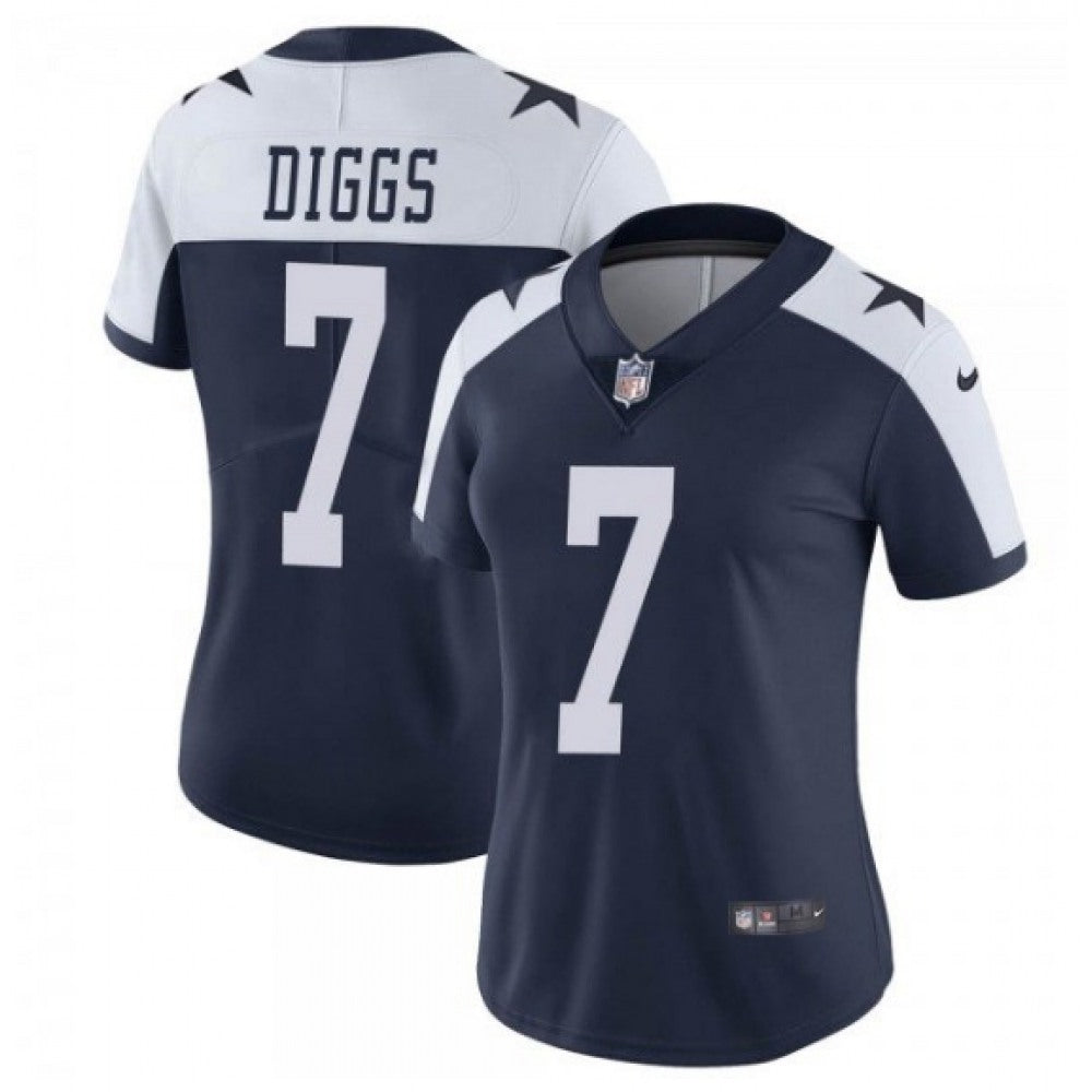 Women's Dallas Cowboys #7 Trevon Diggs Navy/White Thanksgiving Limited Stitched Jersey(Run Small) 