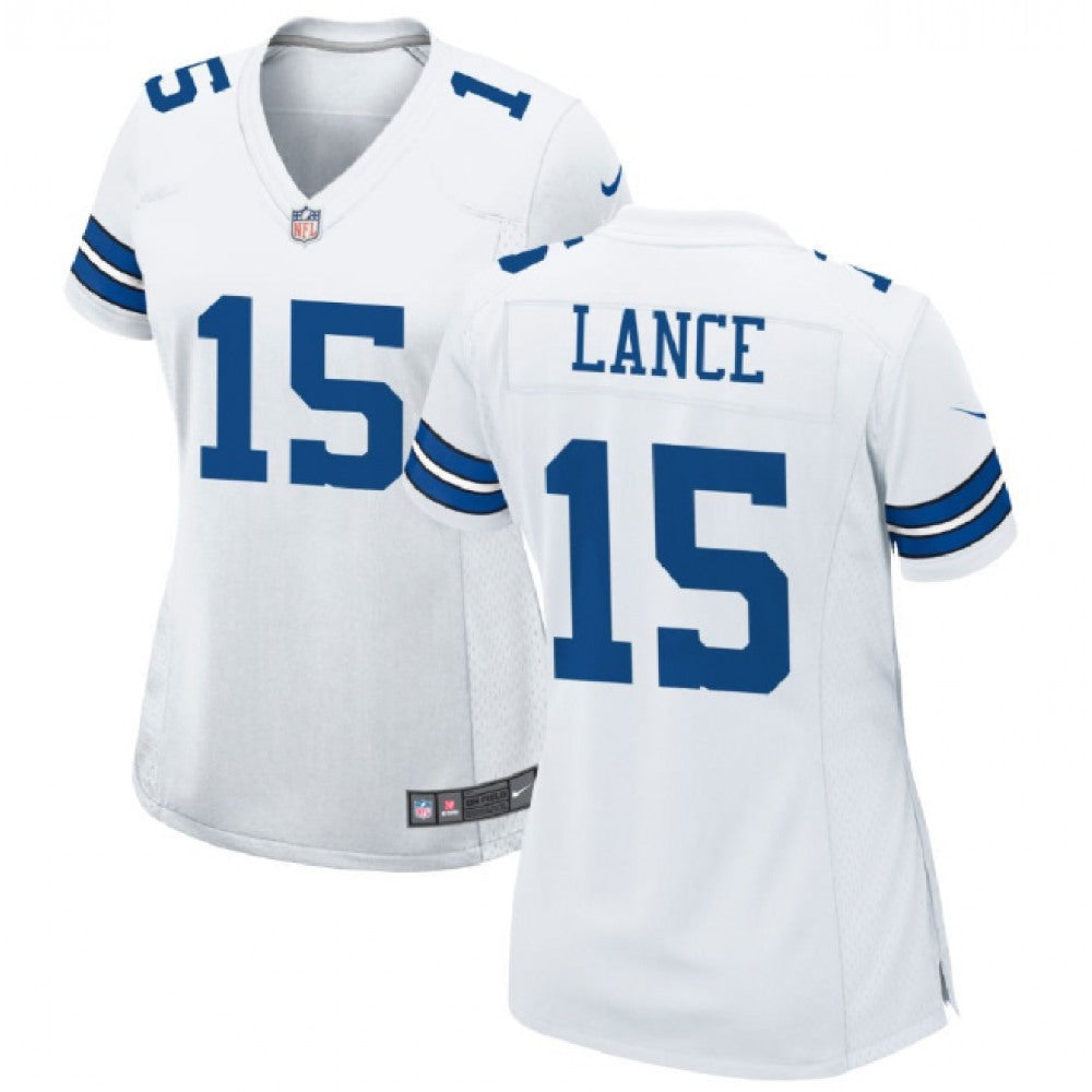 Women's Dallas Cowboys #15 Trey Lance White Stitched Football Jersey(Run Small) 