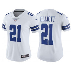 Women's Dallas Cowboys #21 Ezekiel Elliott White Limited Stitched Jersey(Run Small 