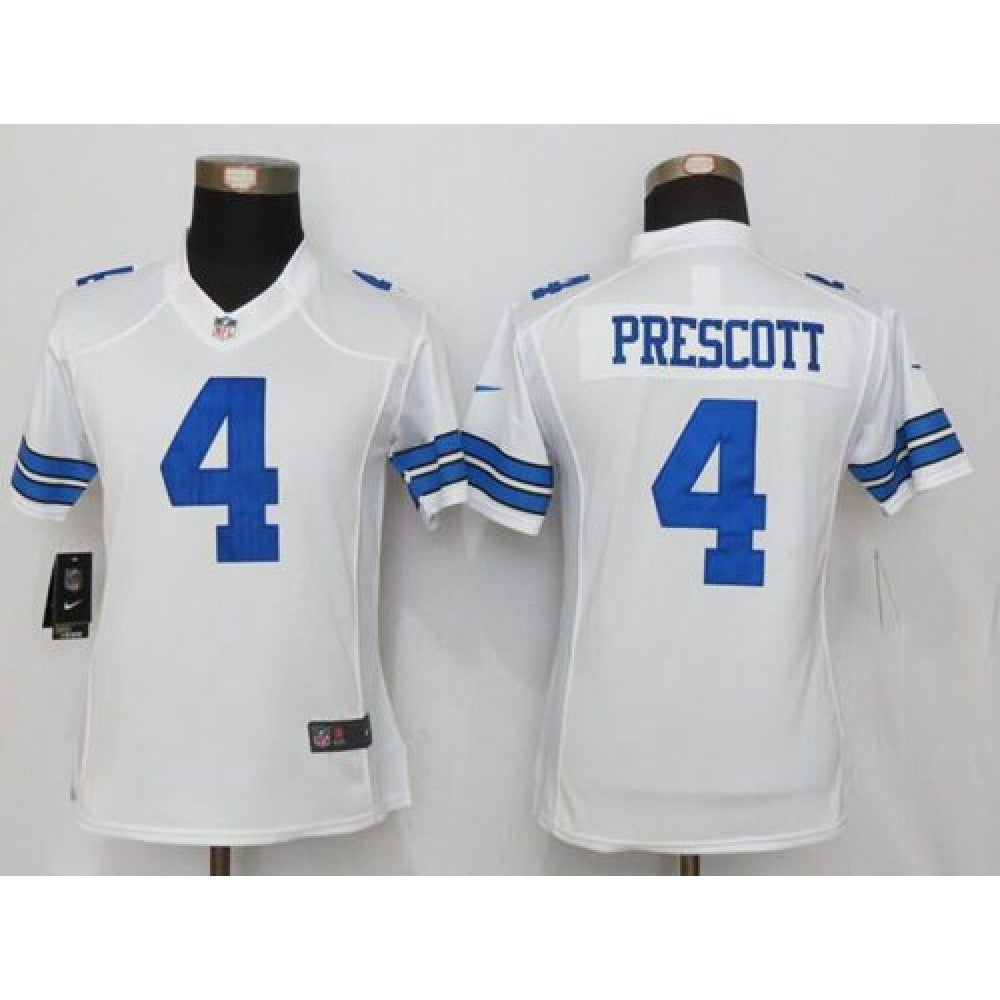 Cowboys #4 Dak Prescott White Women's Stitched NFL Limited Jersey 