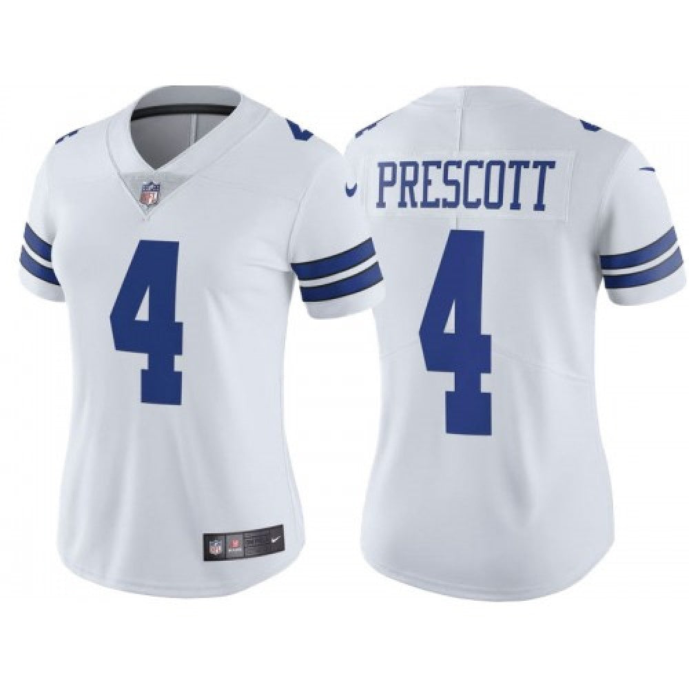 Women's Dallas Cowboys #4 Dak Prescott White Vapor Untouchable Limited Stitched Jersey(Run Small 